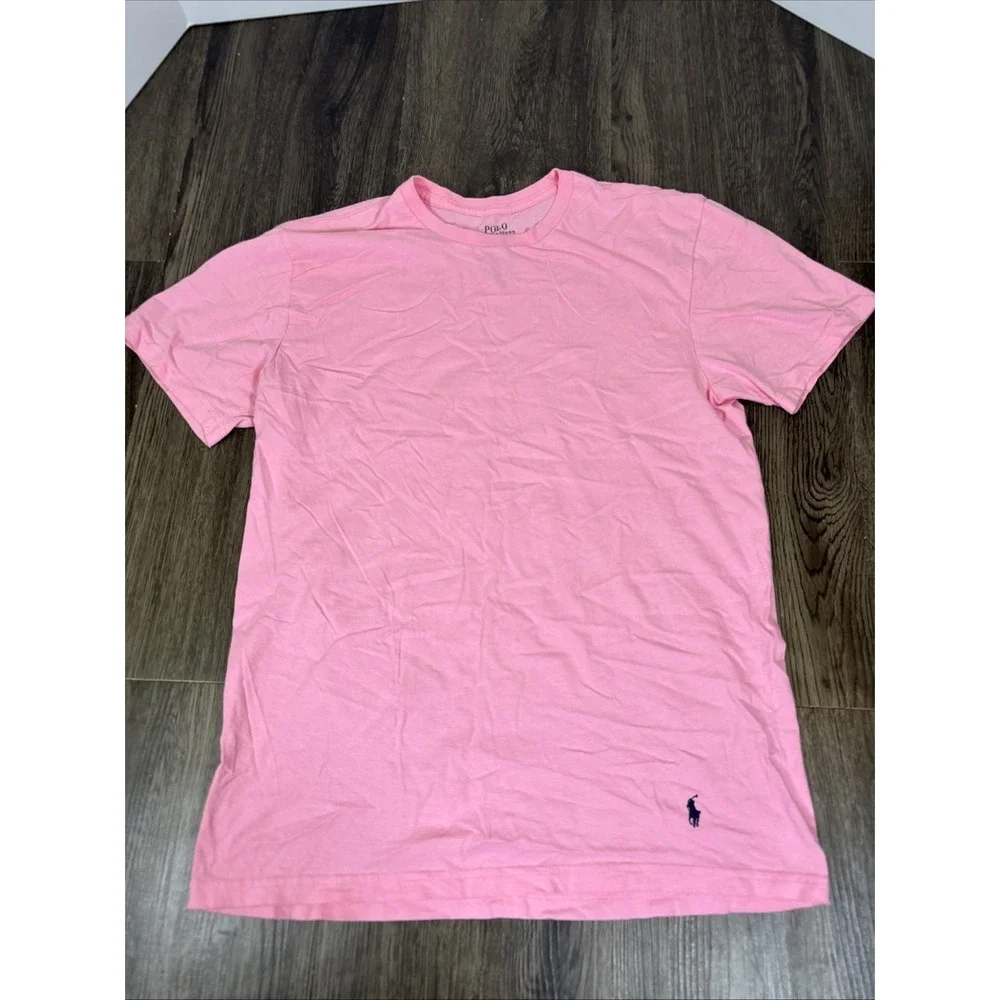 Polo Ralph Lauren Shirt Men Midiun Pink Crew Neck Short Sleeve Classic Fit Logo